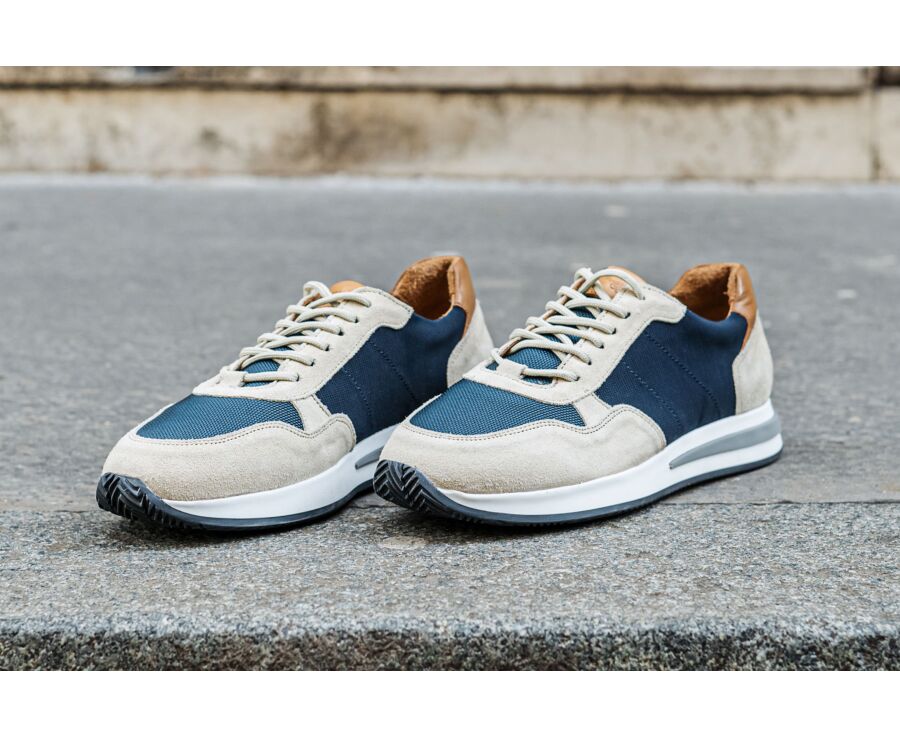 Beige and navy blue suedeMen's Trainers - NIRRANDA II
