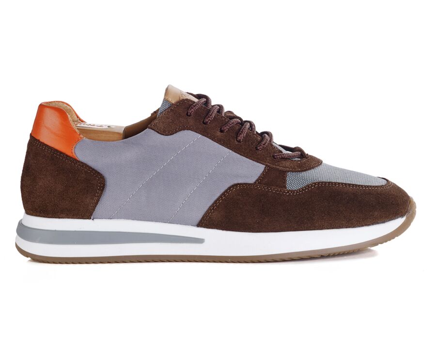 Men’s sneakers - Chocolate suede and grey - NIRRANDA II