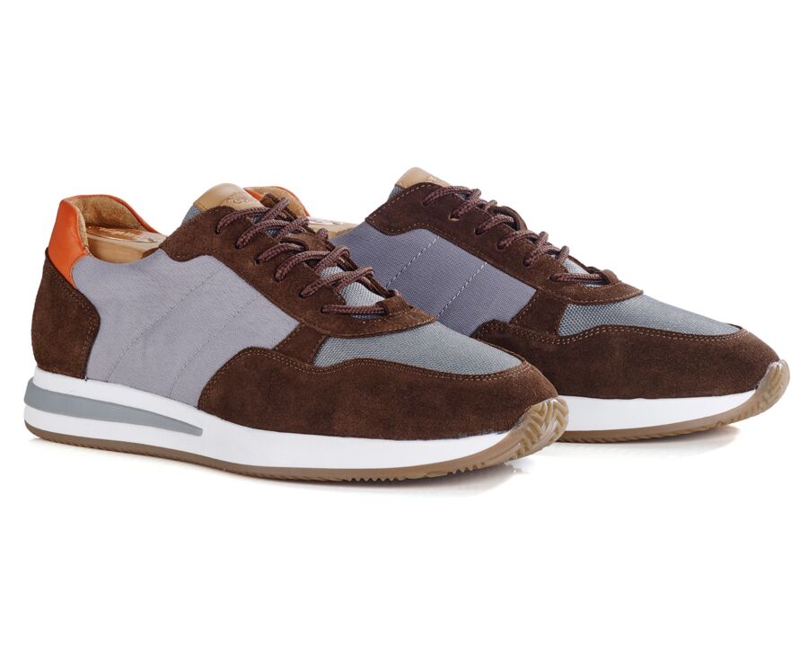 Men’s sneakers - Chocolate suede and grey - NIRRANDA II
