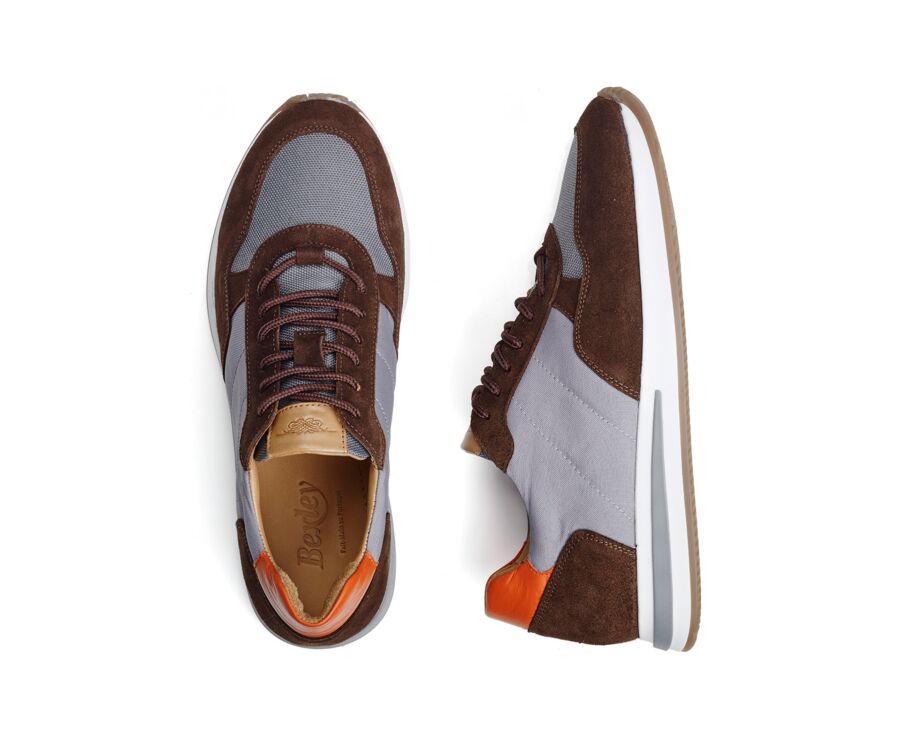 Men’s sneakers - Chocolate suede and grey - NIRRANDA II