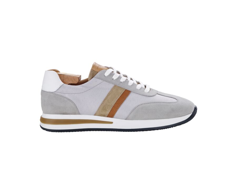 Light Grey & Beige Men's leather trainers - KEILIRA