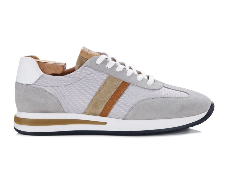 Light Grey & Beige Men's leather trainers - KEILIRA