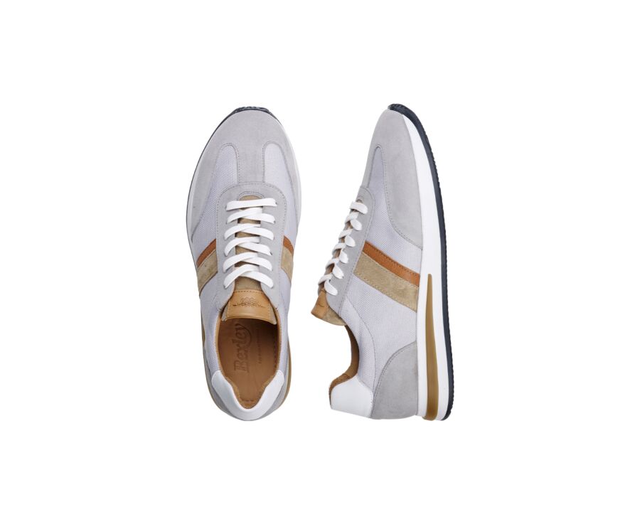 Light Grey & Beige Men's leather trainers - KEILIRA