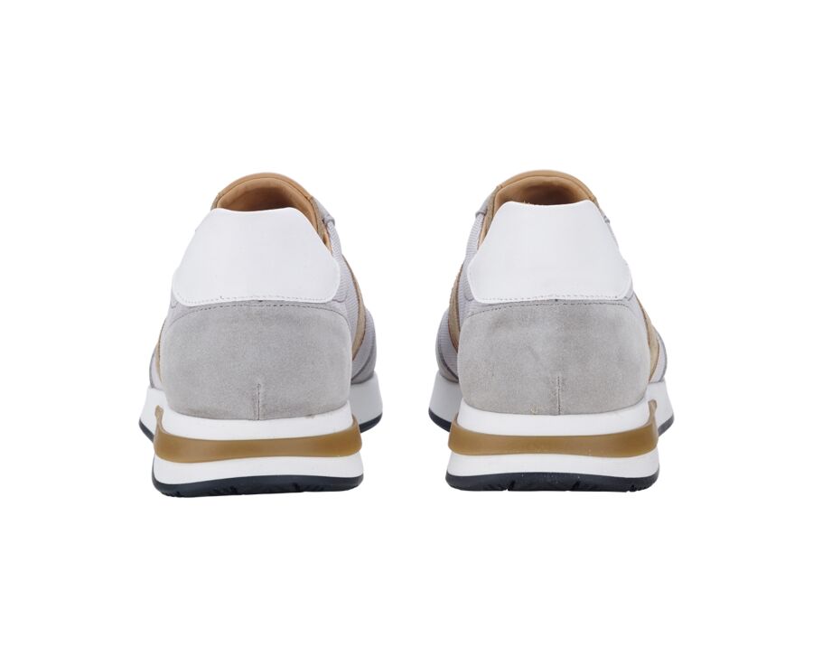 Light Grey & Beige Men's leather trainers - KEILIRA