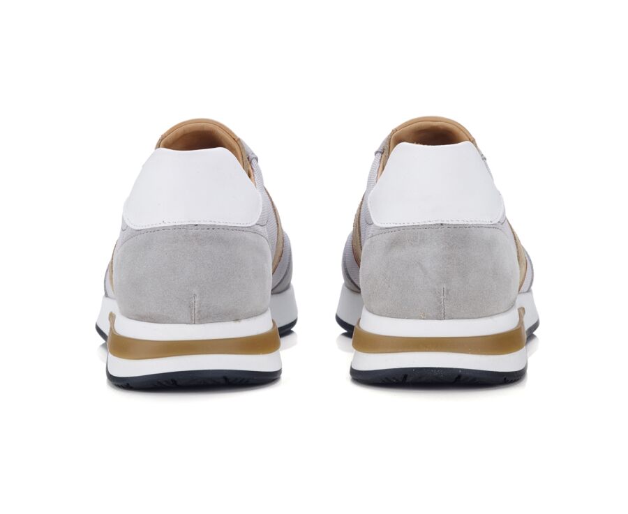 Light Grey & Beige Men's leather trainers - KEILIRA