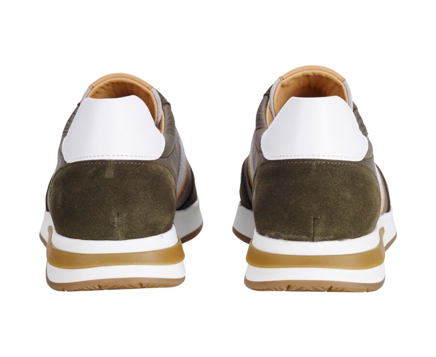 Khaki & Hazelnut Men's leather trainers - KEILIRA