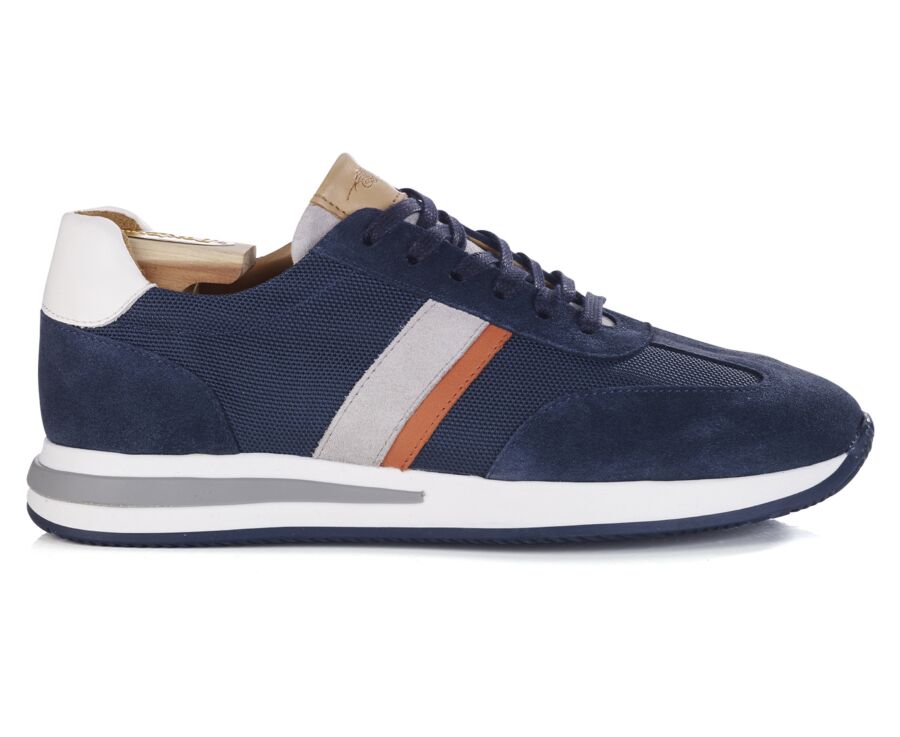Navy blue and white suede Men's Trainers - KEILIRA