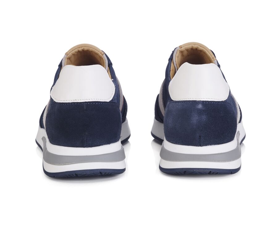 Navy blue and white suede Men's Trainers - KEILIRA