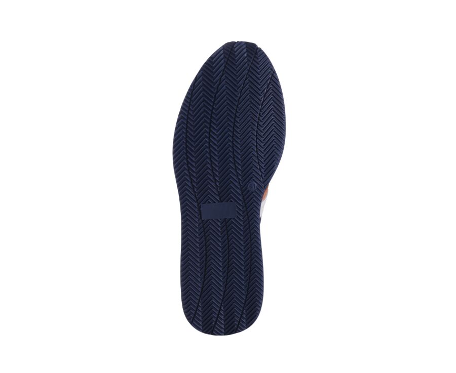 Navy blue and white suede Men's Trainers - KEILIRA