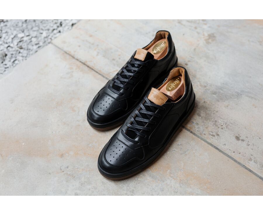 Men’s leather sneakers – Black - KOLORA