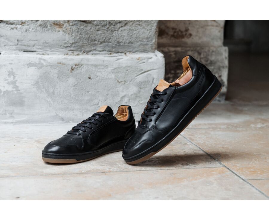 Men’s leather sneakers – Black - KOLORA