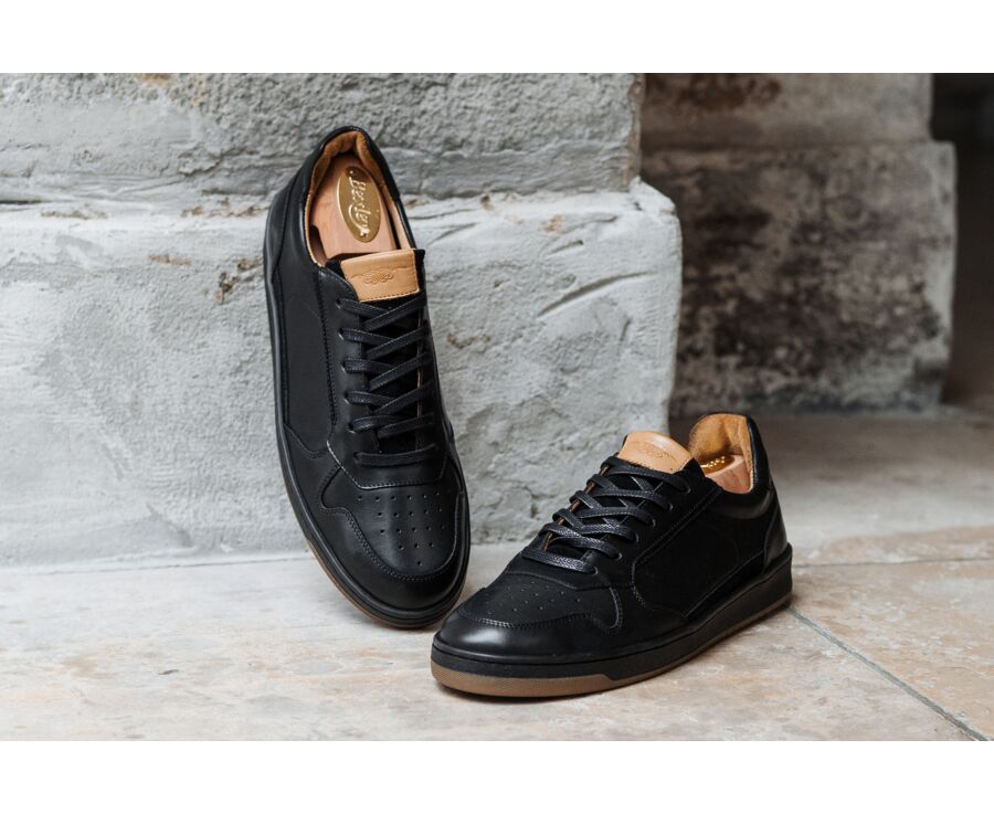 Men’s leather sneakers – Black - KOLORA