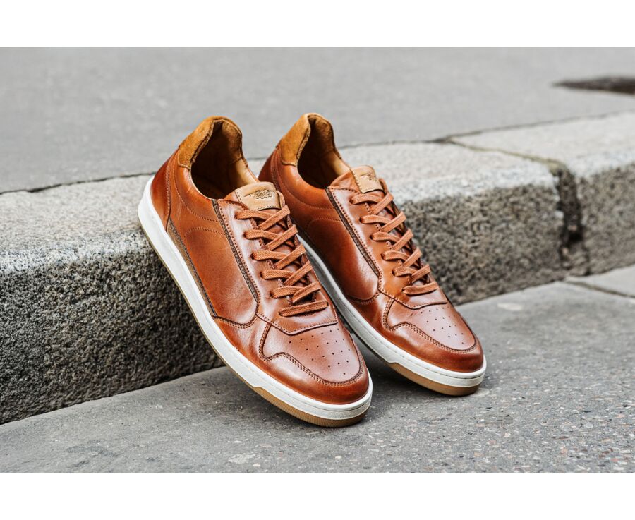 Patinated chestnut Men's Trainers - KOLORA