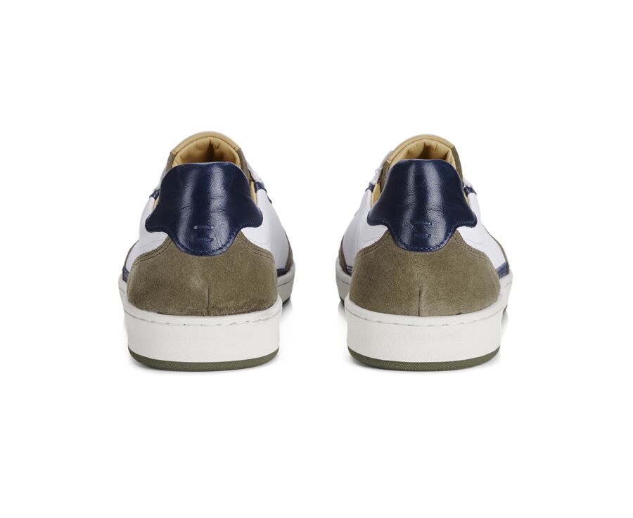Khaki White Suede & Navy Men's Trainers - KOLORA