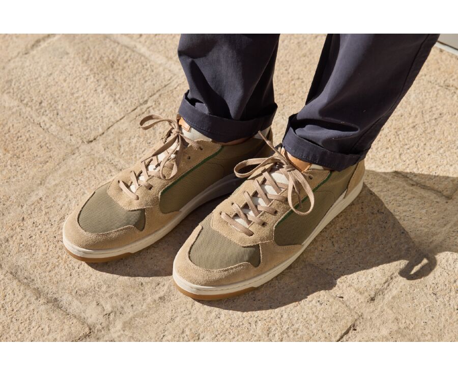Beige Suede Men's Trainers - KOLORA