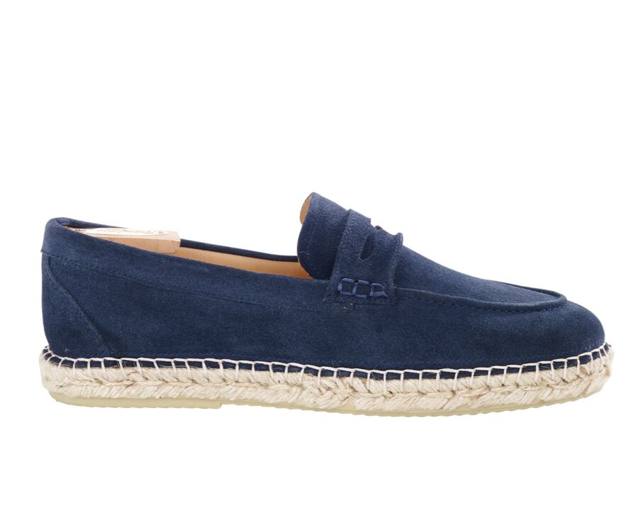 Velvet Navy Men's Moccasins with espadrille sole - PANAREA