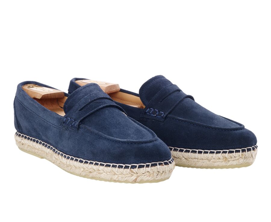 Velvet Navy Men's Moccasins with espadrille sole - PANAREA
