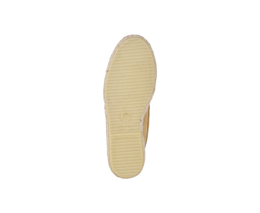 Velvet Beige Suede Men's Moccasins with espadrille sole - PANAREA