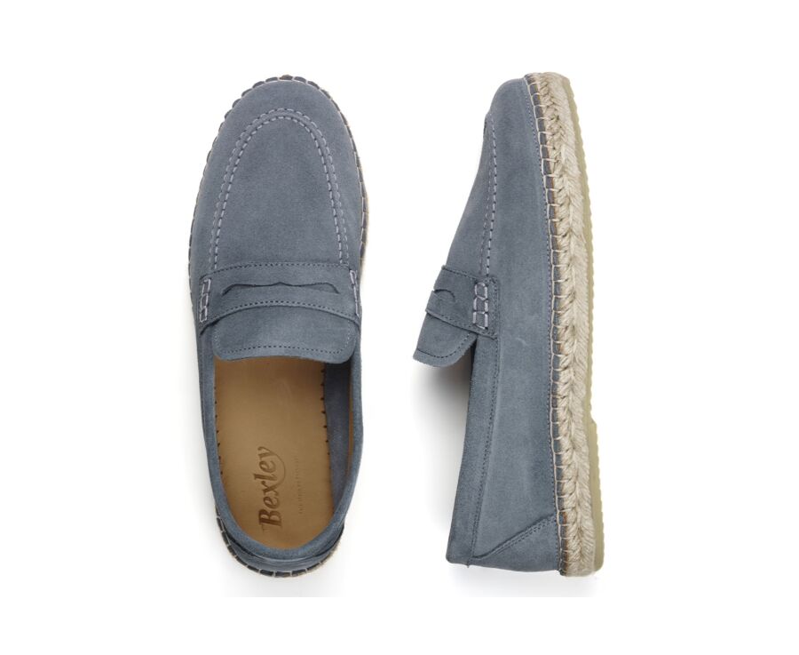 Suede Eucalyptus Men's Moccasins with espadrille sole - PANAREA