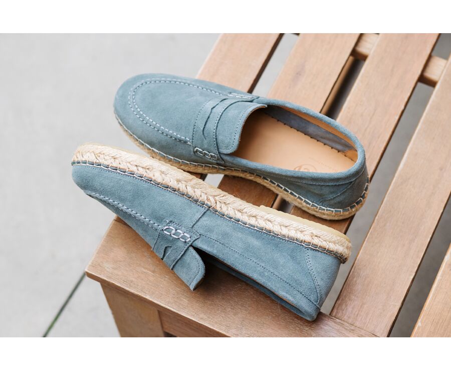 Suede Eucalyptus Men's Moccasins with espadrille sole - PANAREA