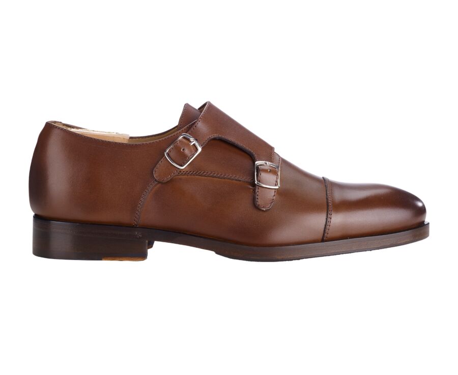 Patina Chestnut Leather Buckle Shoes - GREYDALE PATIN