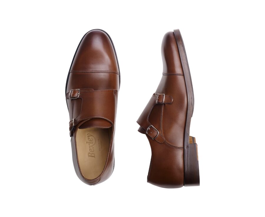Patina Chestnut Leather Buckle Shoes - GREYDALE PATIN