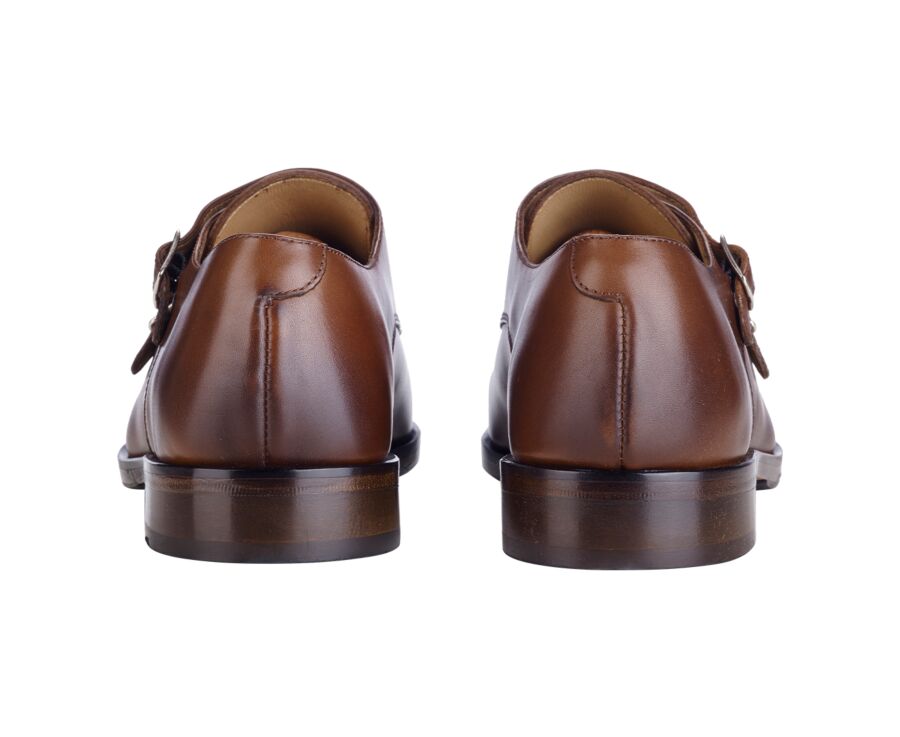 Patina Chestnut Leather Buckle Shoes - GREYDALE PATIN