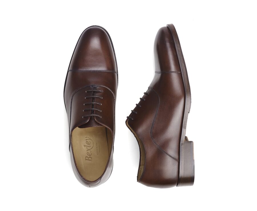 Patina Chocolate Men's Oxford shoes - Leather sole with pad - GRAKLEY