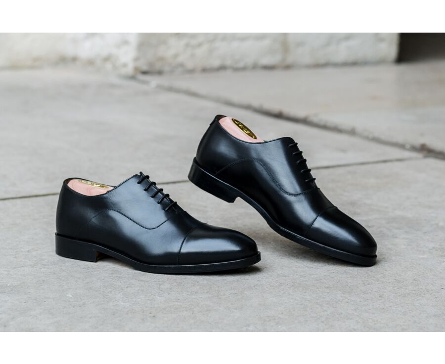 Black Men's Oxford shoes - Leather sole with pad - GRAKLEY