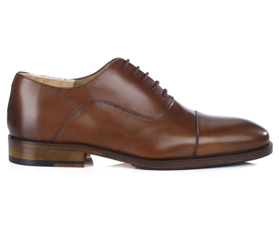 Cognac Patiné Men's Oxford shoes - Leather sole with pad - GRAKLEY
