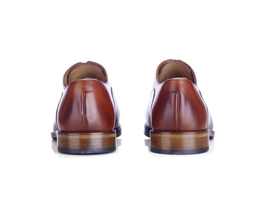 Patina Cognac Men's Oxford shoes - Leather sole with pad - GRAKLEY