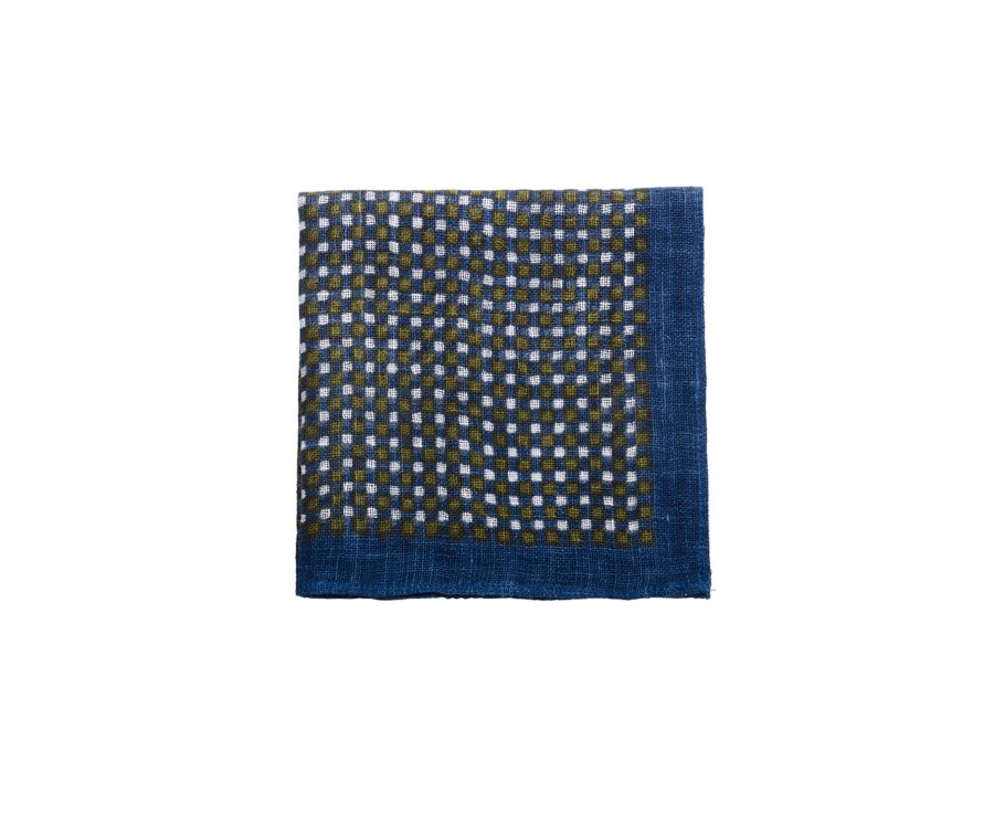 Navy & Khaki Linen Pocket Square