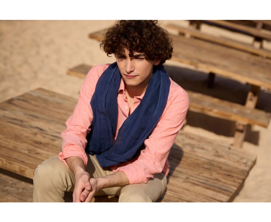 Men's navy cotton scarf 