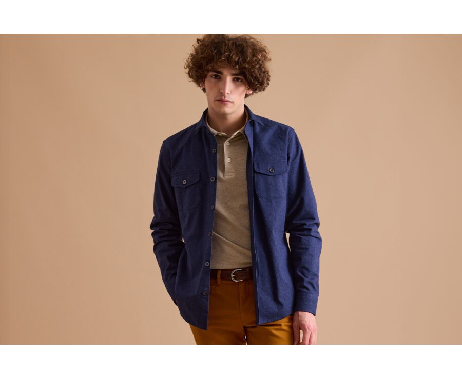 Navy Flannel over shirt - THÉODÉRIC
