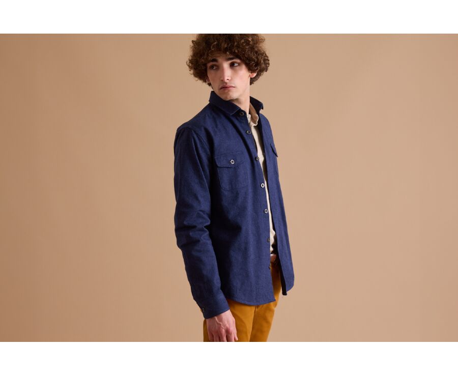 Navy Flannel over shirt - THÉODÉRIC