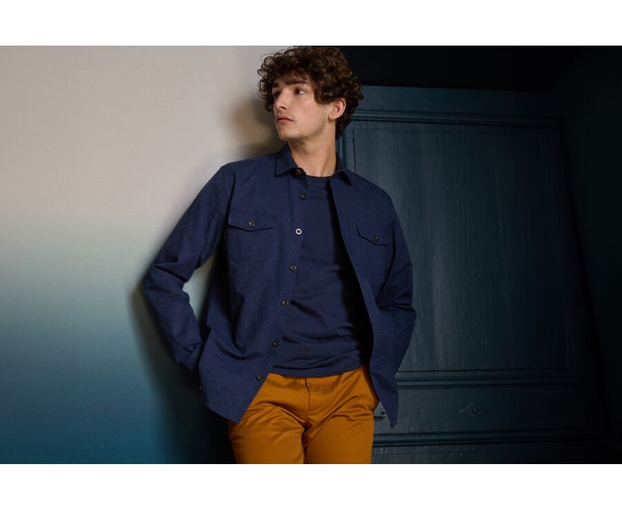 Navy Flannel over shirt - THÉODÉRIC