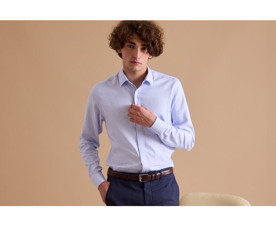 White and light blue men's shirt - SYLVÉNIAS