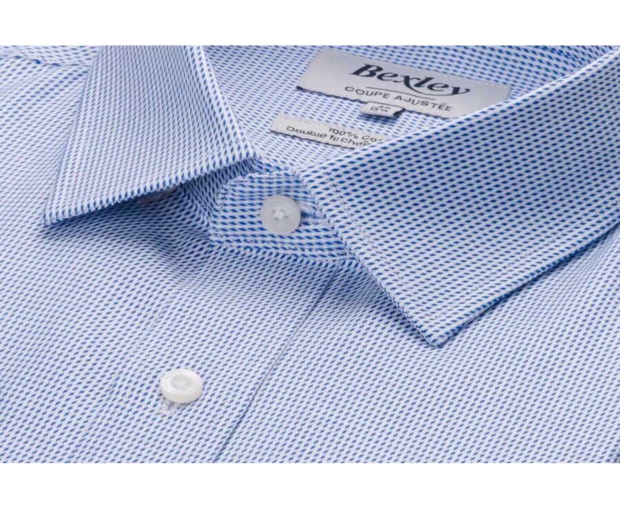 Twill Shirt for Men – Ocean Blue & White  - SYLVÉNIAS