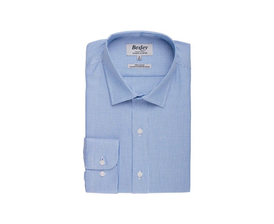 Men’s ocean blue twill shirt with a textured finish  - SYLVÉNIAS
