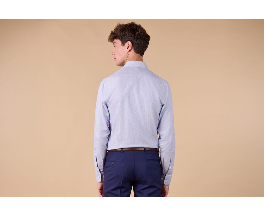 Twill Shirt for Men – Ocean Blue & White  - SYLVÉNIAS