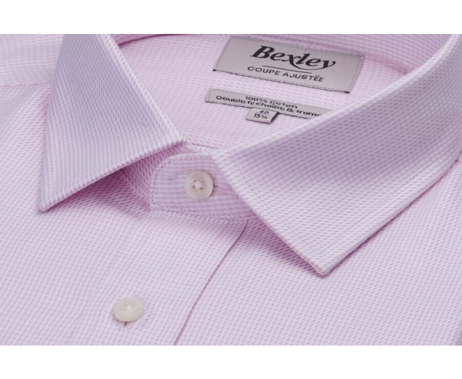 Men’s light pink twill shirt with a textured finish - SYLVÉNIAS