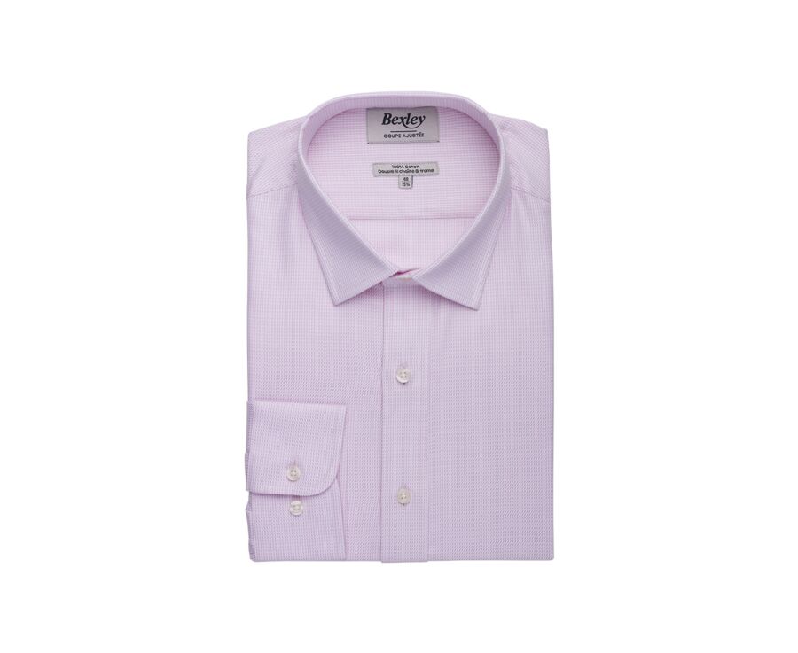 Men’s light pink twill shirt with a textured finish - SYLVÉNIAS