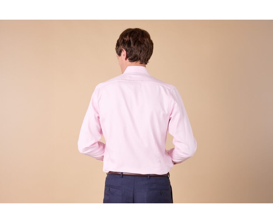 Men’s light pink twill shirt with a textured finish - SYLVÉNIAS