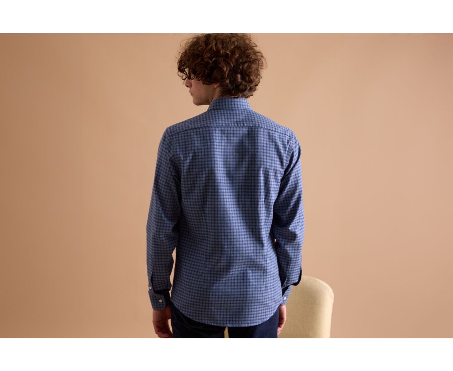 Blue Melange and navy Cotton Flannel shirt  - SYLVÉNIUS