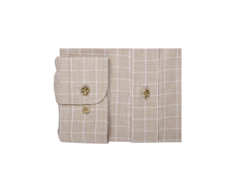 Beige and White Cotton Shirt - American collar - VALDEN