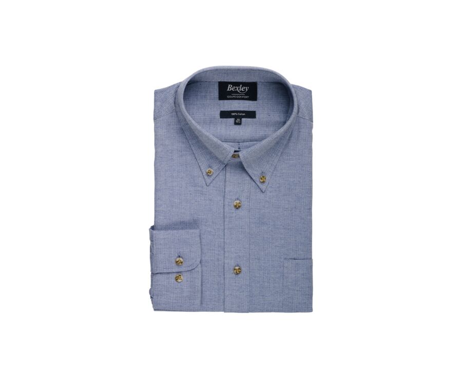 Men's Blue Denim Flannel Shirt - VARICK