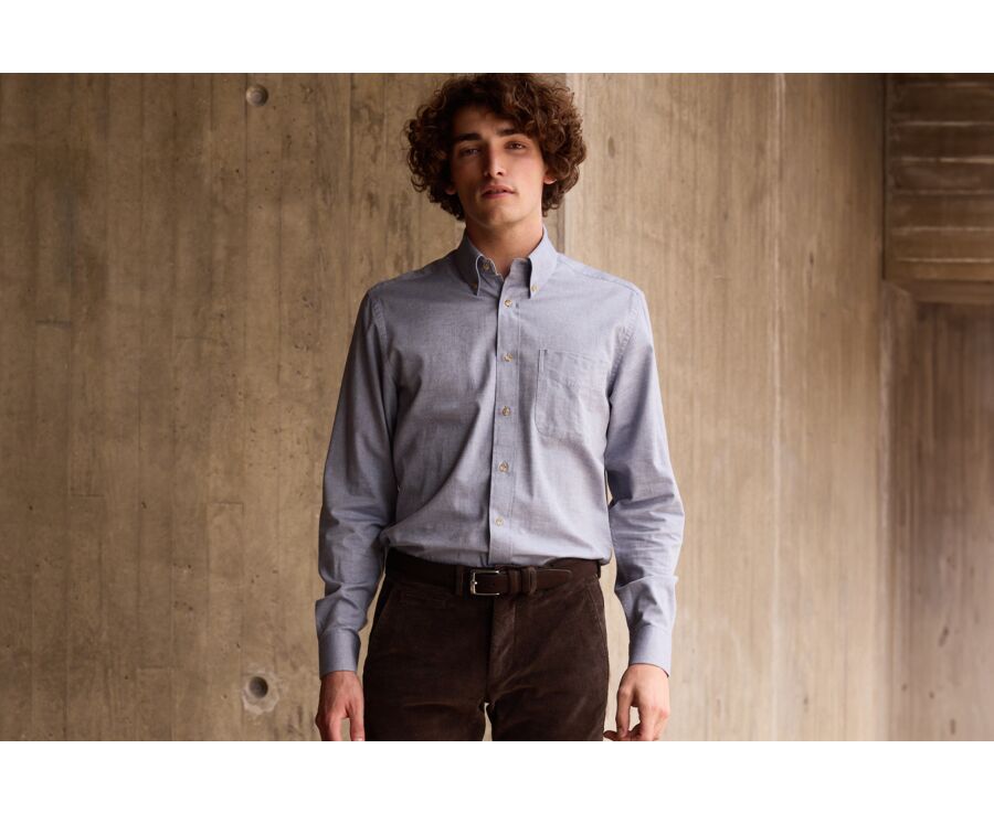 Men's Blue Denim Flannel Shirt - VARICK