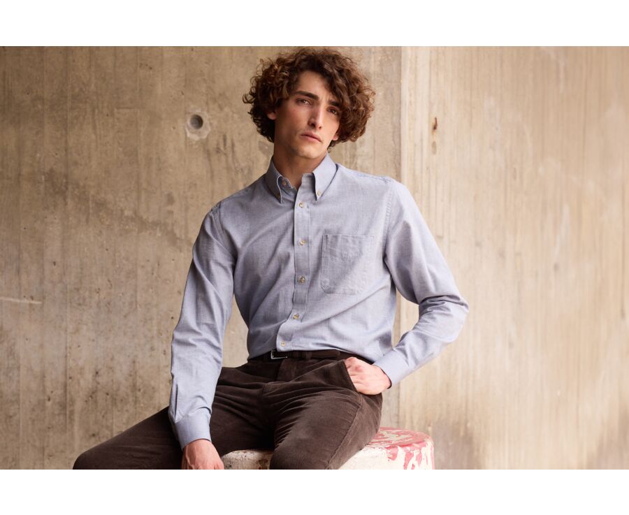 Men's Blue Denim Flannel Shirt - VARICK