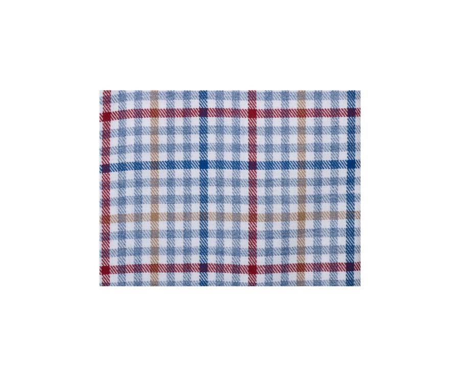 Light blue, red and camel Cotton Shirt - American collar - SHANTON