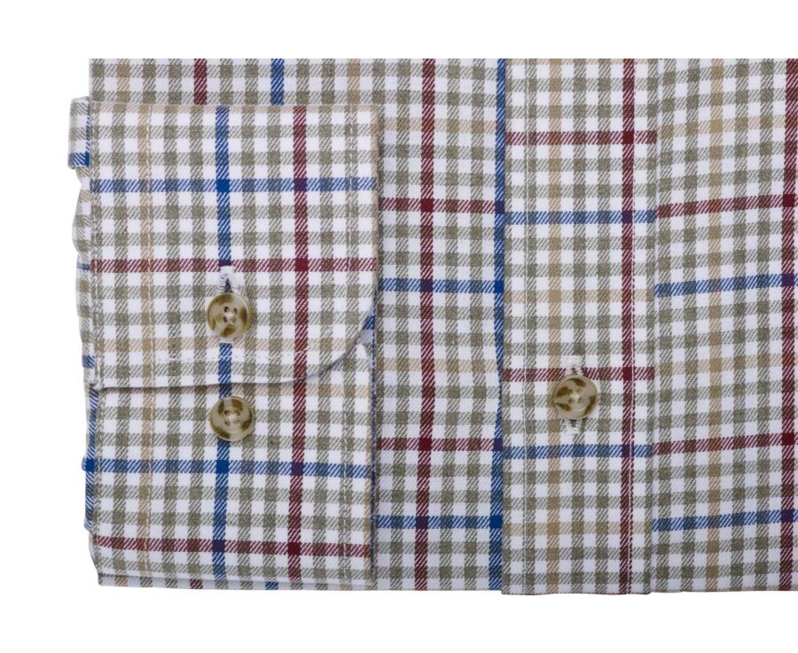 Flannel shirt - Khaki, red and blue Checks - SHANTON